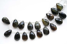 画像をギャラリービューアに読み込む, (6pc/1連18pc)高品質 マイクロカット ブラック タイガーアイ ペアシェイプ 18x11.5mm