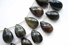 画像をギャラリービューアに読み込む, (6pc/1連18pc)高品質 マイクロカット ブラック タイガーアイ ペアシェイプ 18x11.5mm