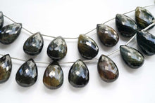 画像をギャラリービューアに読み込む, (6pc/1連18pc)高品質 マイクロカット ブラック タイガーアイ ペアシェイプ 18x11.5mm