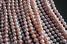 画像をギャラリービューアに読み込む, (S)淡水パール 天然色ピンク 八面光 39cm ぷっくりロンデル パフコイン