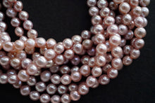 画像をギャラリービューアに読み込む, (S)淡水パール 天然色ピンク 八面光 39cm ぷっくりロンデル パフコイン