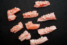 画像をギャラリービューアに読み込む, (#38-48) 天然色 ピンク珊瑚 お花 彫り フラワーカービング カボション ルース