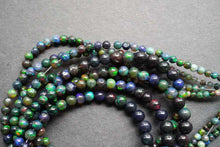 画像をギャラリービューアに読み込む, (半連/1連)宝石質 エチオピア産 オパール 37cm ブラック 丸玉