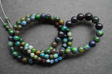 画像をギャラリービューアに読み込む, (半連/1連)宝石質 エチオピア産 オパール 37cm ブラック 丸玉