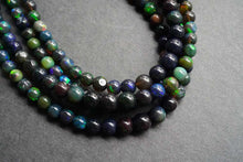 画像をギャラリービューアに読み込む, (半連/1連)宝石質 エチオピア産 オパール 37cm ブラック 丸玉
