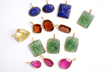 Load image into Gallery viewer, (No.84-100)宝石質 ラピス レモンクォーツ ヘソナイトガーネット ルビー 銀製 シルバー925+K18GP ペントップ ヴェルメイユ