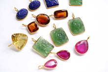 Load image into Gallery viewer, (No.84-100)宝石質 ラピス レモンクォーツ ヘソナイトガーネット ルビー 銀製 シルバー925+K18GP ペントップ ヴェルメイユ