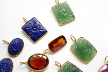 Load image into Gallery viewer, (No.84-100)宝石質 ラピス レモンクォーツ ヘソナイトガーネット ルビー 銀製 シルバー925+K18GP ペントップ ヴェルメイユ