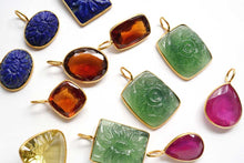 Load image into Gallery viewer, (No.84-100)宝石質 ラピス レモンクォーツ ヘソナイトガーネット ルビー 銀製 シルバー925+K18GP ペントップ ヴェルメイユ