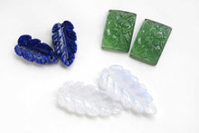 画像をギャラリービューアに読み込む, (#6-12)宝石質 ジェムストーン 上部前後穴 カービング カボション ペアルース