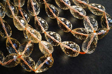 Load image into Gallery viewer, (半連/1連)宝石質 シトリン 40cm コンケーブ ドロップ ハニカムカット