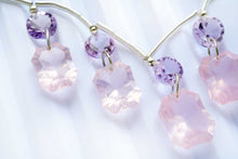 Load image into Gallery viewer, (4pcs/1連)宝石質 アメシスト&ローズクォーツ ロゼッタ コンケーブ ラウンド&レクタングル