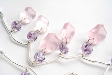 Load image into Gallery viewer, (4pcs/1連)宝石質 アメシスト&ローズクォーツ ロゼッタ コンケーブ ラウンド&レクタングル