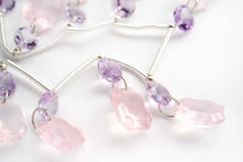 Load image into Gallery viewer, (4pcs/1連)宝石質 アメシスト&ローズクォーツ ロゼッタ コンケーブ ラウンド&レクタングル