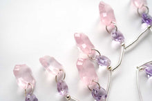 Load image into Gallery viewer, (4pcs/1連)宝石質 アメシスト&ローズクォーツ ロゼッタ コンケーブ ラウンド&レクタングル