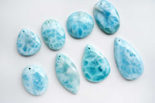 Load image into Gallery viewer, (No.10-25)希少石ラリマー カボション ルース 前後穴あき