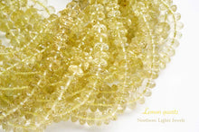 Load image into Gallery viewer, (1連)宝石質 レモンクォーツ マイクロカット ファセット ロンデル ボタンカット