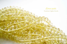 Load image into Gallery viewer, (1連)宝石質 レモンクォーツ マイクロカット ファセット ロンデル ボタンカット