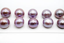 画像をギャラリービューアに読み込む, (パープル/玉虫色)有核 天然色 ペアルース 片穴 ボタン バロック