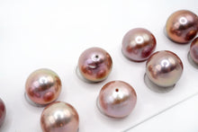 画像をギャラリービューアに読み込む, (パープル/玉虫色)有核 天然色 ペアルース 片穴 ボタン バロック