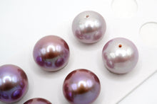 画像をギャラリービューアに読み込む, (パープル/玉虫色)有核 天然色 ペアルース 片穴 ボタン バロック