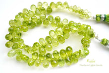 画像をギャラリービューアに読み込む, (半連/1連)宝石質 ペリドット 25cm ファセット ドロップ