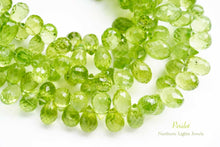 画像をギャラリービューアに読み込む, (半連/1連)宝石質 ペリドット 25cm ファセット ドロップ