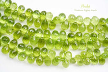 画像をギャラリービューアに読み込む, (半連/1連)宝石質 ペリドット 25cm ファセット ドロップ