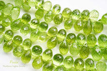 画像をギャラリービューアに読み込む, (半連/1連)宝石質 ペリドット 25cm ファセット ドロップ