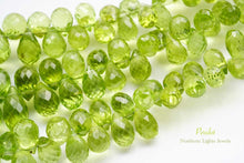 画像をギャラリービューアに読み込む, (半連/1連)宝石質 ペリドット 25cm ファセット ドロップ