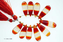 Load image into Gallery viewer, (2pc/10pc)オレンジ&ホワイト バンデッドアゲート ファセット ロングペアシェイプ