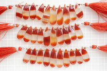 Load image into Gallery viewer, (2pc/10pc)オレンジ&ホワイト バンデッドアゲート ファセット ロングペアシェイプ