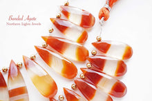 Load image into Gallery viewer, (2pc/10pc)オレンジ&ホワイト バンデッドアゲート ファセット ロングペアシェイプ