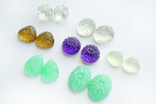 画像をギャラリービューアに読み込む, (No.50-64)宝石質 ジェムストーン ペアルース 上部前後穴/片穴 カービング