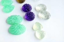 画像をギャラリービューアに読み込む, (No.50-64)宝石質 ジェムストーン ペアルース 上部前後穴/片穴 カービング