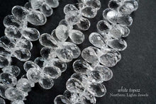 画像をギャラリービューアに読み込む, (半連/1連)宝石質 ホワイトトパーズ 13.5cm ファセット ドロップ