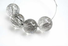 Load image into Gallery viewer, (2pc)ブラックルチルインクォーツ 丸玉 トルマリンクォーツ