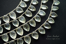 Load image into Gallery viewer, 宝石質 グリーンアメシスト カービング リーフ 葉っぱ