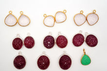 画像をギャラリービューアに読み込む, 5/28(#53-62)宝石質 ジェムストーン 銀製+K18メッキ チャーム ヴェルメイユ 銀製フレーム