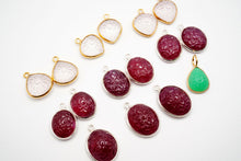 画像をギャラリービューアに読み込む, 5/28(#53-62)宝石質 ジェムストーン 銀製+K18メッキ チャーム ヴェルメイユ 銀製フレーム