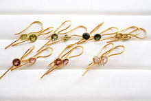 Load image into Gallery viewer, (No.1-7)宝石質 ジェムストーン トルマリン ヴェルメイユ 銀製+K18GP ピアス