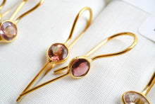 Load image into Gallery viewer, (No.1-7)宝石質 ジェムストーン トルマリン ヴェルメイユ 銀製+K18GP ピアス