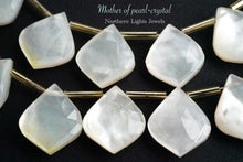 画像をギャラリービューアに読み込む, (2/10pc)MOP マザーオブパール クリスタル ファセット リーフシェイプ