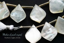 画像をギャラリービューアに読み込む, (2/10pc)MOP マザーオブパール クリスタル ファセット リーフシェイプ