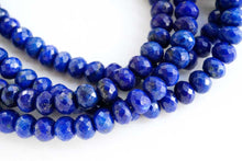 画像をギャラリービューアに読み込む, (半連/1連)上質 ラピスラズリ ロンデル ボタンカット マイクロカット
