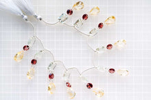 画像をギャラリービューアに読み込む, (6pcs/1連)宝石質 グリーンアメシスト ガーネット シトリン 2つ穴 ルースカット ミックス
