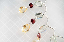 画像をギャラリービューアに読み込む, (6pcs/1連)宝石質 グリーンアメシスト ガーネット シトリン 2つ穴 ルースカット ミックス