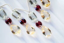 画像をギャラリービューアに読み込む, (6pcs/1連)宝石質 グリーンアメシスト ガーネット シトリン 2つ穴 ルースカット ミックス