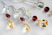 画像をギャラリービューアに読み込む, (6pcs/1連)宝石質 グリーンアメシスト ガーネット シトリン 2つ穴 ルースカット ミックス