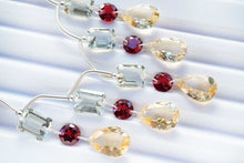 画像をギャラリービューアに読み込む, (6pcs/1連)宝石質 グリーンアメシスト ガーネット シトリン 2つ穴 ルースカット ミックス